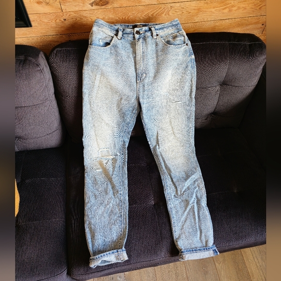 NEUW Distressed Blue Jeans Straight Leg High Waisted - Picture 1 of 7